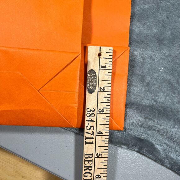 Authentic Hermès Orange Paper Shopping Tote Bags 17"×11"×4" Lot of 2 - Picture 3 of 6